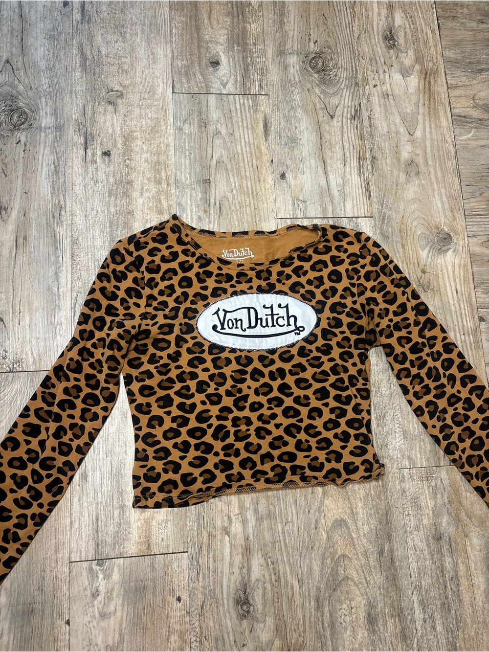 Fashion Nova Leopard Print Logo Tee - Brown & Black